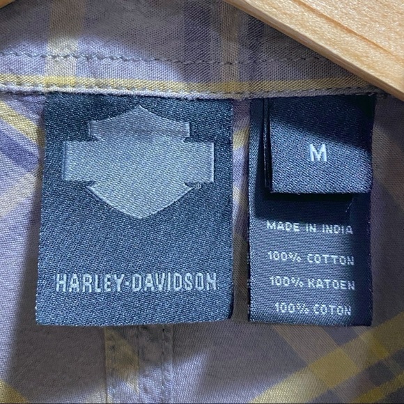 Harley Davidson Brown Button Down Plaid Shirt - Picture 8 of 9